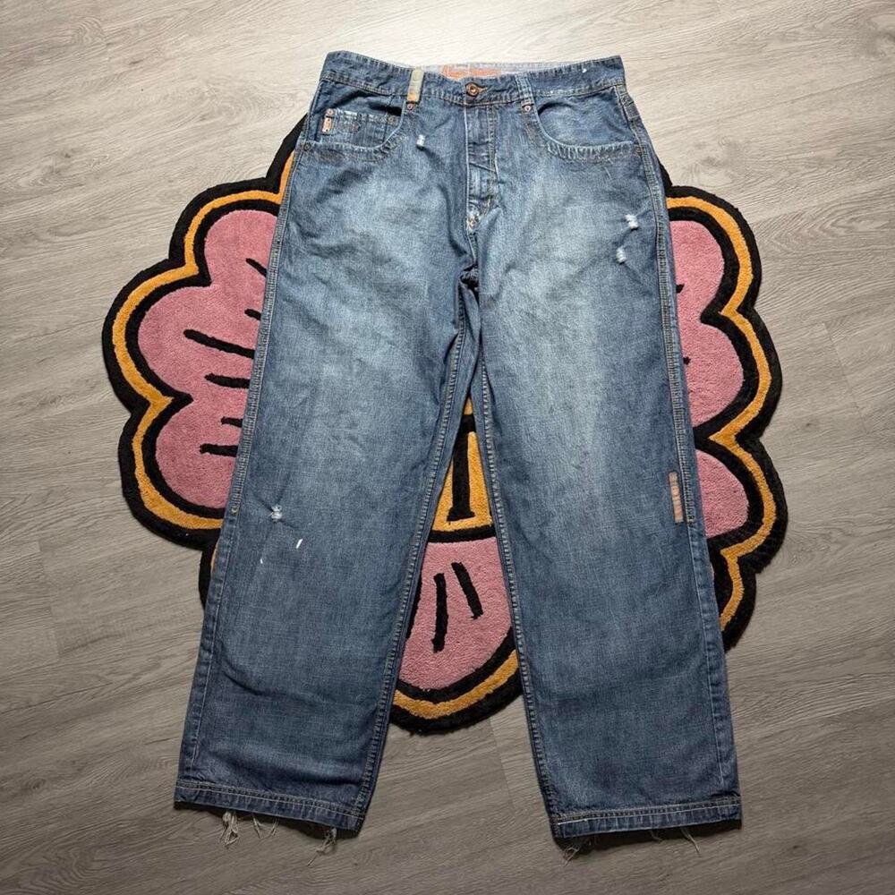 Vintage Y2K Pepe London Baggy Distressed Loose Baggy Denim Jeans Size 38 Blue